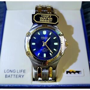 Rare Vintage NOS Gruen Sport 2‎ Tone Watch W Box & Papers